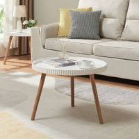 mesa de centro bongard ranurado redonda 45xo60 cm blanco encasa