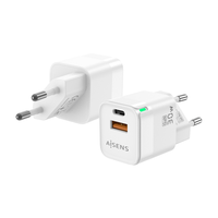 aisens cargador gan 30w 1xusb-c pd30 qc40 1xusb-a qc30 blanco