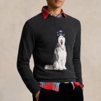 polo ralph lauren holiday dog cashmere knit jumper - xl