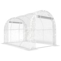 outsunny invernadero de tunel 3x2x2 m con 2 puertas enrollables estructura de acero galvanizado cubierta pe anti-uv transparente