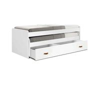 cama  cajones aglomerado blanco con somieres y colchones 90x200cm
