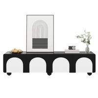 mueble para tv - 2 cajones y 2 puertas curvas - mdf - blanco y negro 180x38x45cm