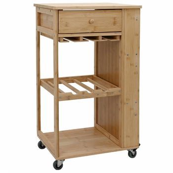 Carrito De Cocina Con Ruedas Natural 47,5 X 36 X 83 Cm Bambú Vidaxl