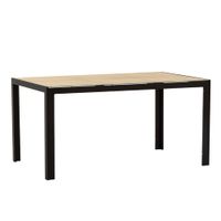 mesa rectangular 150x90 cm de aluminio y tapa de vidrio madera