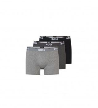 BOSS para hombre. 50475282 Pack 3 Bóxers 3P Power gris, negro (4XL), Casual, Algodón