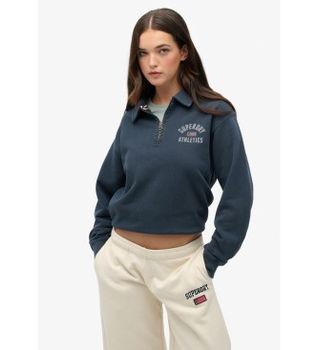 Superdry para mujer. W2012686A Sudadera Athletic Collared marino (XL), Casual, Algodón, Manga larga