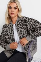 yours curve grey leopard print oversized sweat bomber jacket mujer curvy y tallas grandes yours