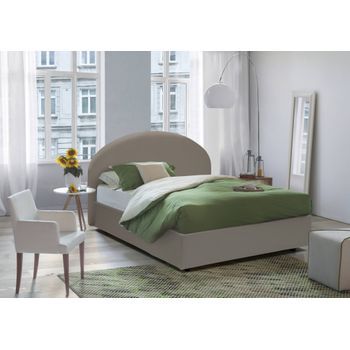 Talamo Italia Cama Doble Con Contenedor Luna, Made In Italy, Cama Con Revestimiento De Cuero Ecológico, Apertura N # D, Adecuada Para Colchón 160x190 Cm, Gris Paloma