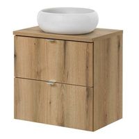 mueble bajo newport con lavabo redondo de ceramica 2 cajones 60x72x40 cm - efecto roble encasa