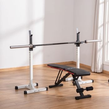 Soporte Para Barras De Pesas Homcom Acero, 52x48x105-160 Cm, Blanco