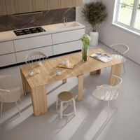 mesa de comedor extensible efecto madera roble 222x90x77cm