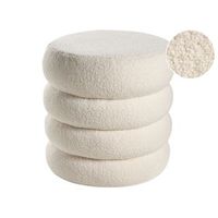 puf redondo de boucle otomana reposapies mullido sala de estar blanco crema sumpter