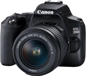 Canon EOS 250D DSLR Camera with EF-S 18-55 mm f/3.5-5.6 III Lens, Black