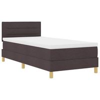 cama box spring led con cabecera marron oscuro 90 x 190 cm tela vidaxl