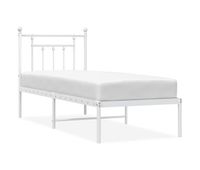 estructura de cama de metal con cabecero blanco 75x190 cm con cabecero
