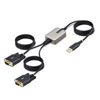 adaptador usb a serie startechcom 2 puertos rs232 db9 4m negro gris
