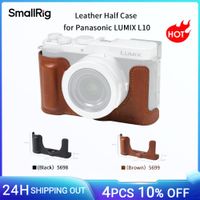 smallrig lumix l10 funda de cuero tipo media caja para panasonic lumix l10 marronnegro con orificio roscado de 14-20 incorporado estetica retro -5699