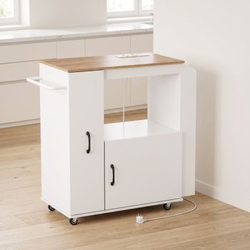 Carrito De Cocina De Melamina Homcom 80x40x88 Cm - Blanco
