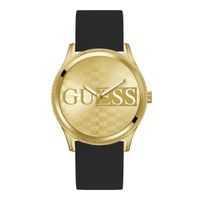 guess reloj hombre caja de acero reciclado pulsera silicona de color negro resistente al agua 3 atm gw0726g2
