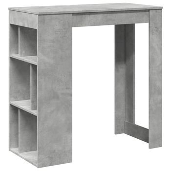 Mesa Alta Bar Con Estantes Madera Gris Hormigón 102x50x103,5cm