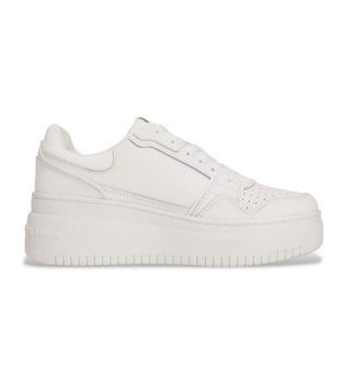 Tommy Jeans para mujer. EN0EN02860 Zapatillas de Piel Retro Basket blanco (40), 3 a 5cm, Cordones, Casual