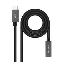 nanocable cable prolongador usb-c 32 gen2x2 machohembra 20gbps 3a 4k60hz 2m negro