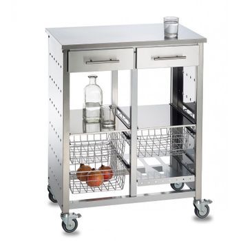 Carro De Cocina, Carro Verdulero Doble Malmö Inox,acero Inoxidable Y Acero Lacado Pintura Epoxy,