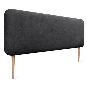 Dhome Cabecero Tapizado Liso Redondeado Tela Con Patas Para Pared Acústicos Cabeceros Absorbentes Cabezal Cama Dormitorio (negro, 145cm)