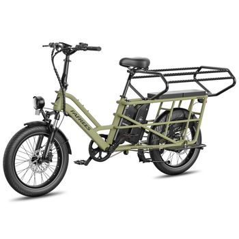 Bicicleta Eléctrica Fafrees Ff20 Cuv Asiento Doble Infantil Bici 30ah, 0-12 Años Carga 100kg Bastidor Acero Anticorrosivo-verde