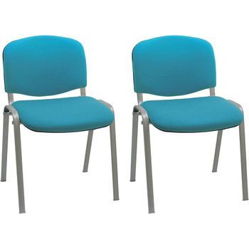 Pack 2 - Sillas De Confidente Iso Chásis Acero Negro - Tapizado Turquesa
