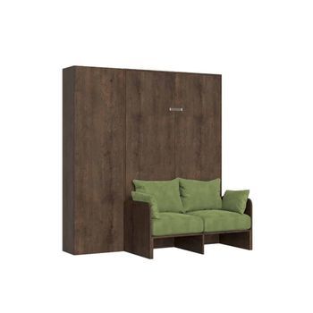 Cama Plegable Kentaro De 120 Cm Tamaño Queen Con Sofá Y Columna De Nogal, Color Verde