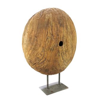 Figura escultura redonda madera rústica tallada 46x60x14 cm