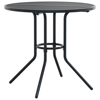 Mesa De Patio Redonda De Acero Gris Antracita Ø80x72,5 Cm
