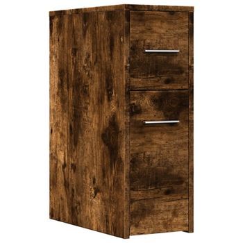 Armario De Baño | Mueble De Baño Estrecho Con Ruedas Madera Roble Ahumado