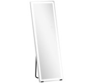 homcom espejo de pie cuerpo entero con luces 150x50 cm espejo de cuerpo entero sin marco 3 temperaturas de color brillo ajustable independiente apoyado y de pared para dormitorio transparente