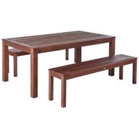 conjunto de jardin mesa rectangular madera de eucalipto natural 180 x 100 cm 2 diseno rustico interior exterior tuscania