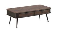 mesa centro metalica con encimera y 2 cajones de madera