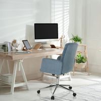 silla home office tela azul gris