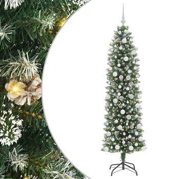 Árbol Navideño Artificial Delgado Con 300 Led Verde Y 180 Cm