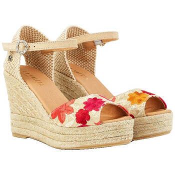 La Valeta Alpargatas Camelia Peep Toe Beige para mujer