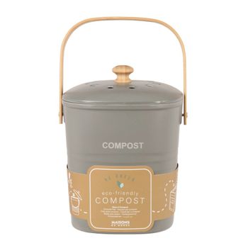 Cubo para compost de melamina verde, fibra de maíz y bambú