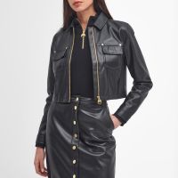 barbour international aria faux leather overshirt - uk 16