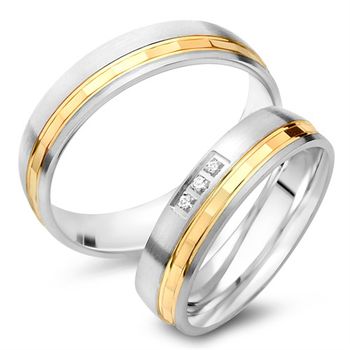 Alianzas 8 quilates oro amarillo-blanco 3 diamantes