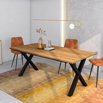 Mesa comedor efecto madera roble 194x90x74cm