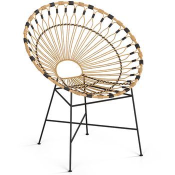 Silla De Exterior Redonda De Ratán Sintético - Diseño Boho Bali - Elsa Natural