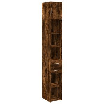 Armario Estrecho Madera Ingeniería Roble Ahumado 30x42,5x225 Cm Vidaxl