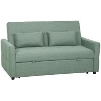 homcom sofa convertible 2 plazas 3 en 1 sofa cama clic clac 160 cm respaldo ajustable asiento amplio 2 cojines verde