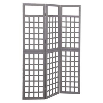 Biombo/enrejado De 3 Paneles Madera De Abeto Gris 121x180 Cm Vidaxl