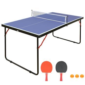 Mesa De Ping-pong - Uso Interior Y Exterior - Mdf Y Metal - Azul (137.17x76.2x68.58cm)