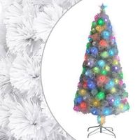 arbol de navidad  decoraciones de navidad artificial con luces fibra optica blanco 150cm cfw755795